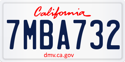 CA license plate 7MBA732