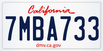 CA license plate 7MBA733