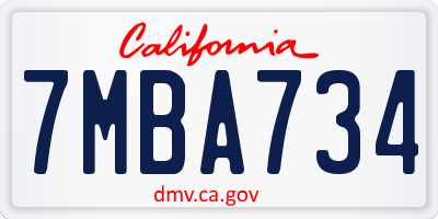 CA license plate 7MBA734