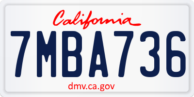 CA license plate 7MBA736