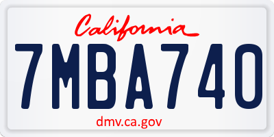 CA license plate 7MBA740