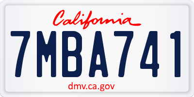 CA license plate 7MBA741
