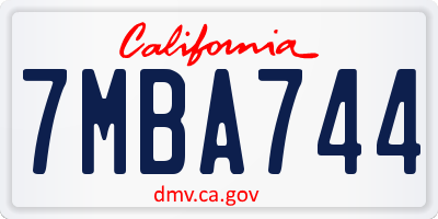 CA license plate 7MBA744