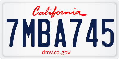 CA license plate 7MBA745