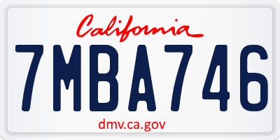 CA license plate 7MBA746
