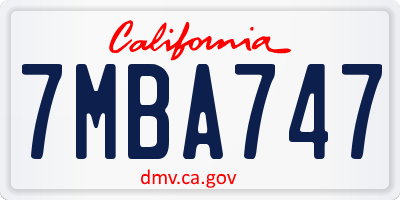 CA license plate 7MBA747