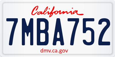 CA license plate 7MBA752
