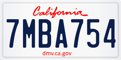 CA license plate 7MBA754