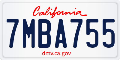 CA license plate 7MBA755