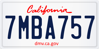 CA license plate 7MBA757