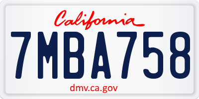 CA license plate 7MBA758