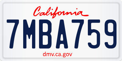 CA license plate 7MBA759