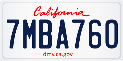 CA license plate 7MBA760