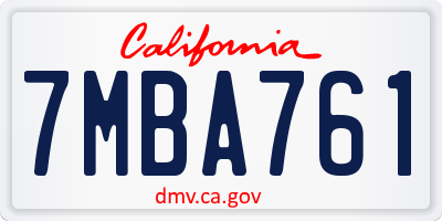 CA license plate 7MBA761