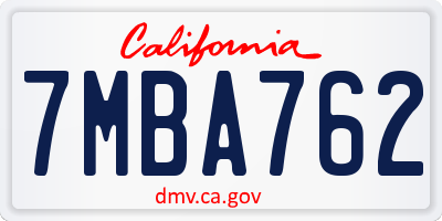 CA license plate 7MBA762