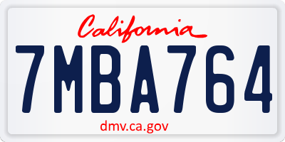 CA license plate 7MBA764