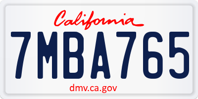 CA license plate 7MBA765