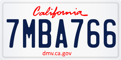 CA license plate 7MBA766