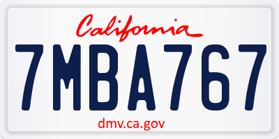 CA license plate 7MBA767