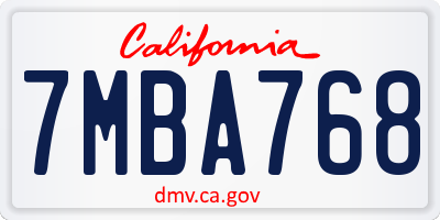 CA license plate 7MBA768