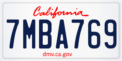 CA license plate 7MBA769