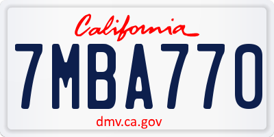 CA license plate 7MBA770