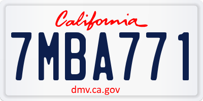 CA license plate 7MBA771