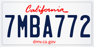 CA license plate 7MBA772