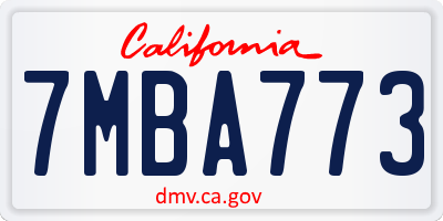 CA license plate 7MBA773