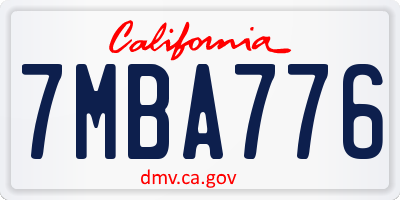 CA license plate 7MBA776