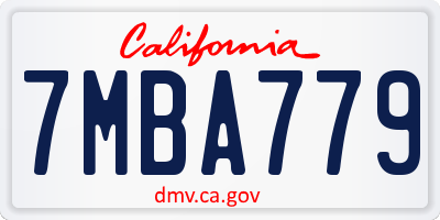 CA license plate 7MBA779