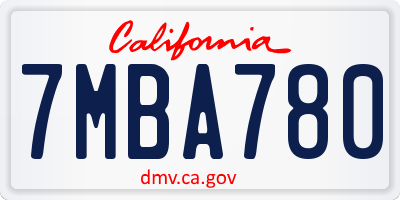 CA license plate 7MBA780