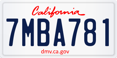 CA license plate 7MBA781