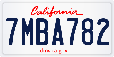 CA license plate 7MBA782