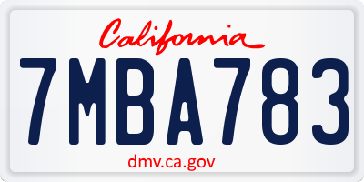 CA license plate 7MBA783