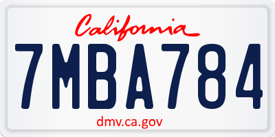 CA license plate 7MBA784