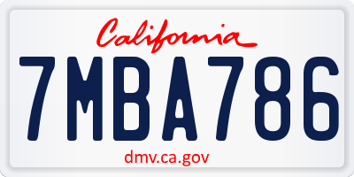CA license plate 7MBA786
