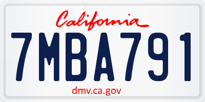 CA license plate 7MBA791