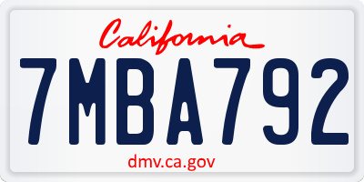 CA license plate 7MBA792