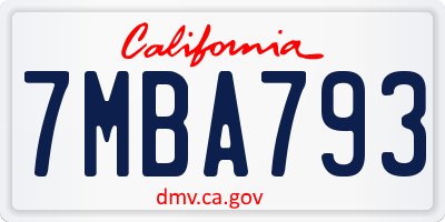 CA license plate 7MBA793