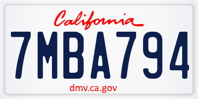 CA license plate 7MBA794