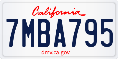 CA license plate 7MBA795