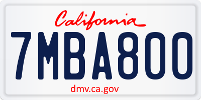CA license plate 7MBA800