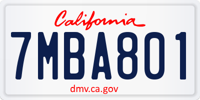 CA license plate 7MBA801