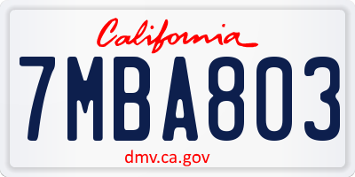 CA license plate 7MBA803