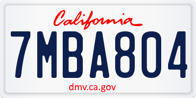 CA license plate 7MBA804