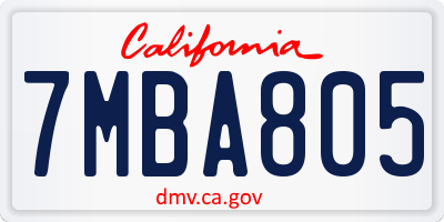 CA license plate 7MBA805