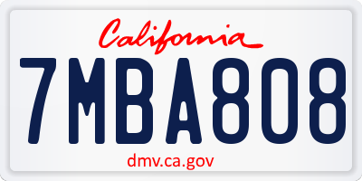 CA license plate 7MBA808