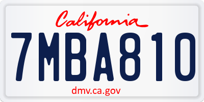 CA license plate 7MBA810