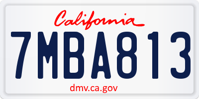 CA license plate 7MBA813